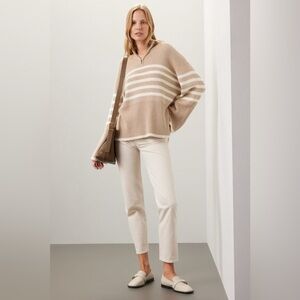 Rails Tessa Striped Quarter-Zip Sweater Size L NWOT